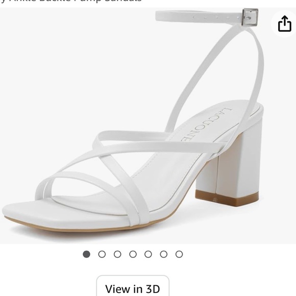 *NIB* Lacuone Strappy White Block Heeled Sandals - size 7 - Picture 2 of 10